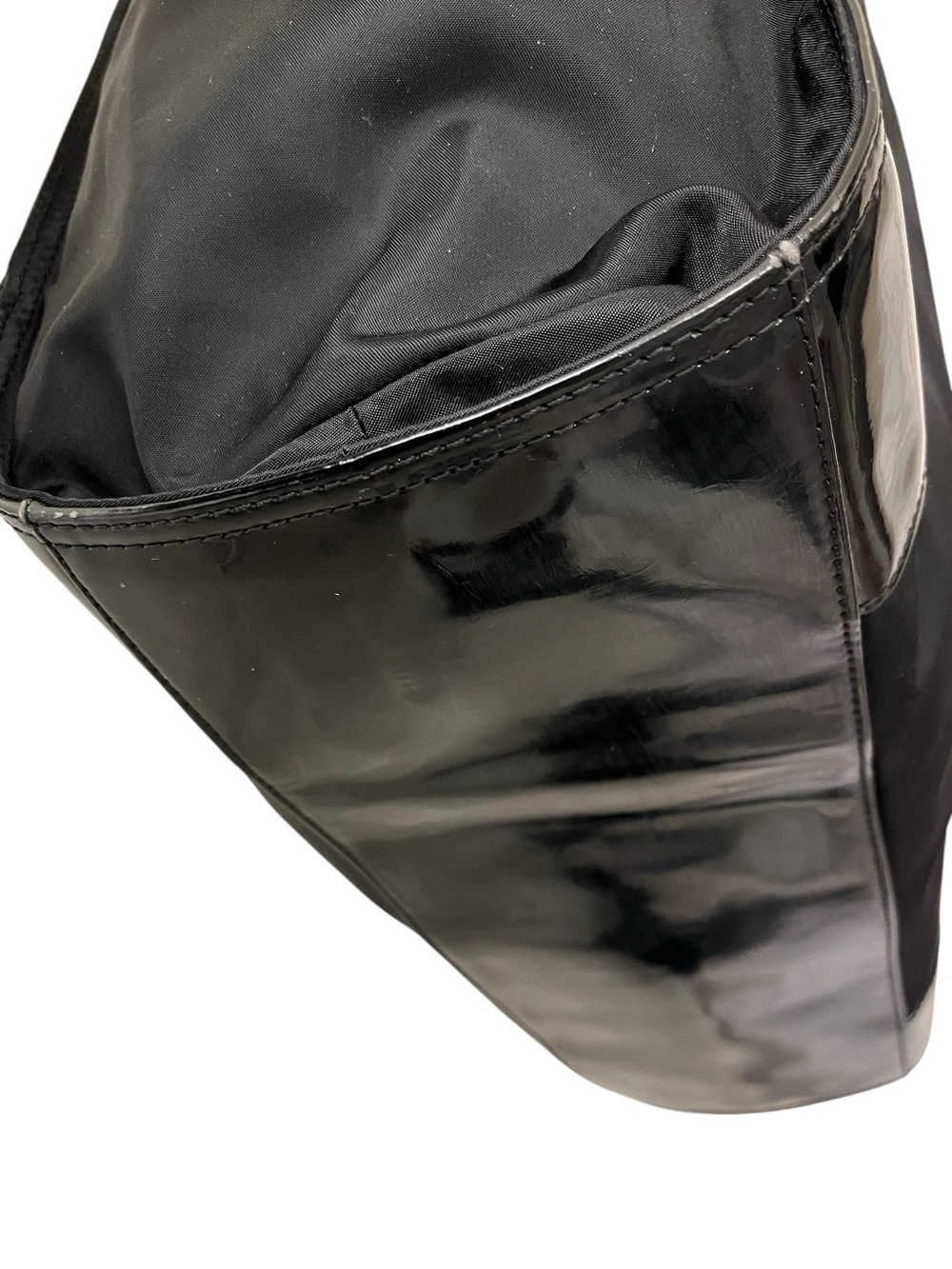 Tory Burch Large Ella Expandable Black Nylon Logo Tote with Patent Leather Trim - Picture 7 of 11